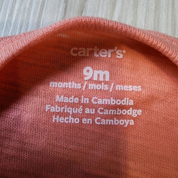 Carter's peach tank top and olive green short set size 9mo NWT - Picture 4 of 11